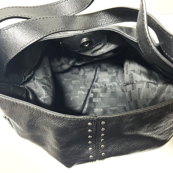 Michael Kors Astor Tortuga large black leather tote with chains and silver studs - Picture 6 of 8